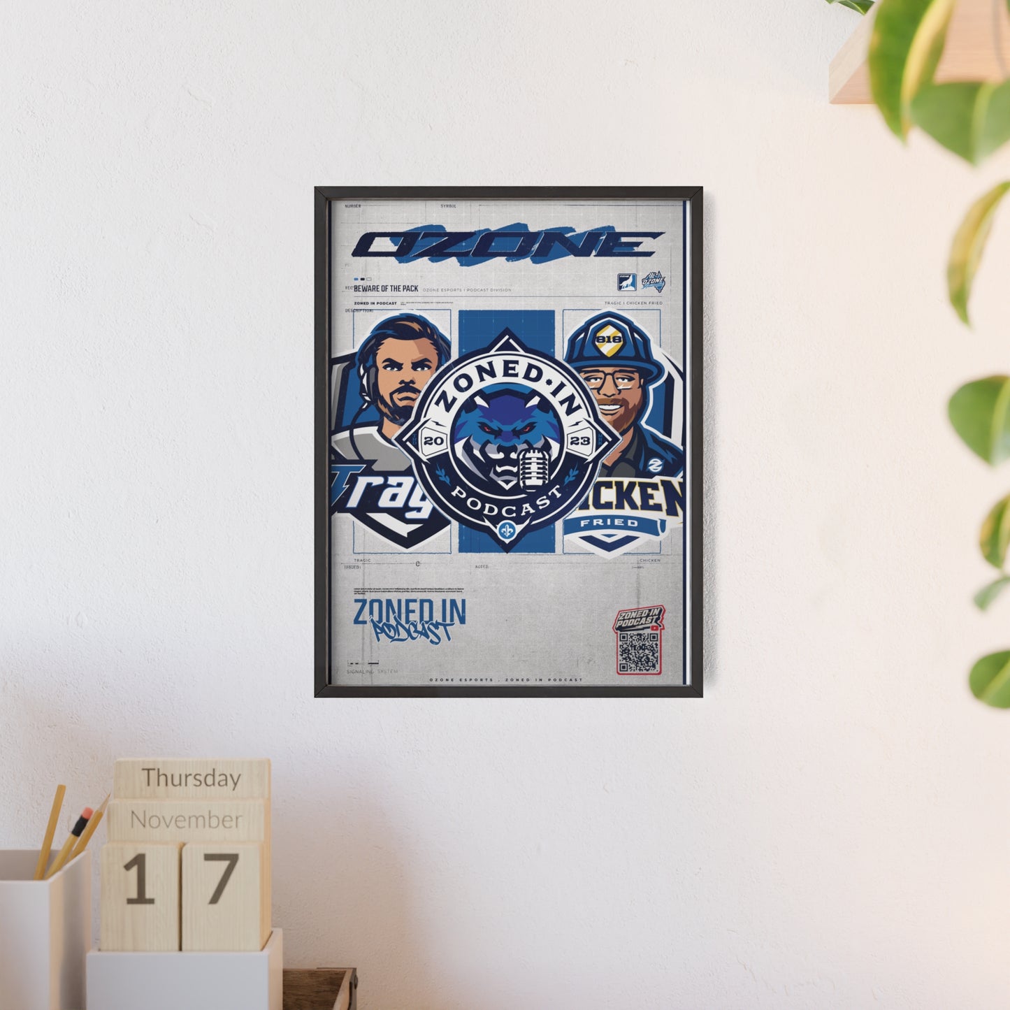 Zoned In Podcast Framed Poster — Sports Podcast Logo Wall Art