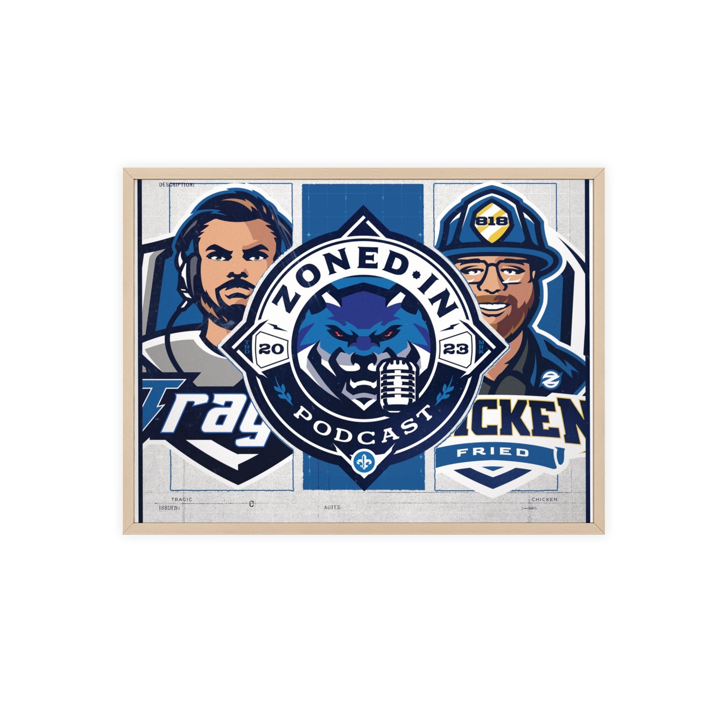 Zoned In Podcast Framed Poster — Sports Podcast Logo Wall Art