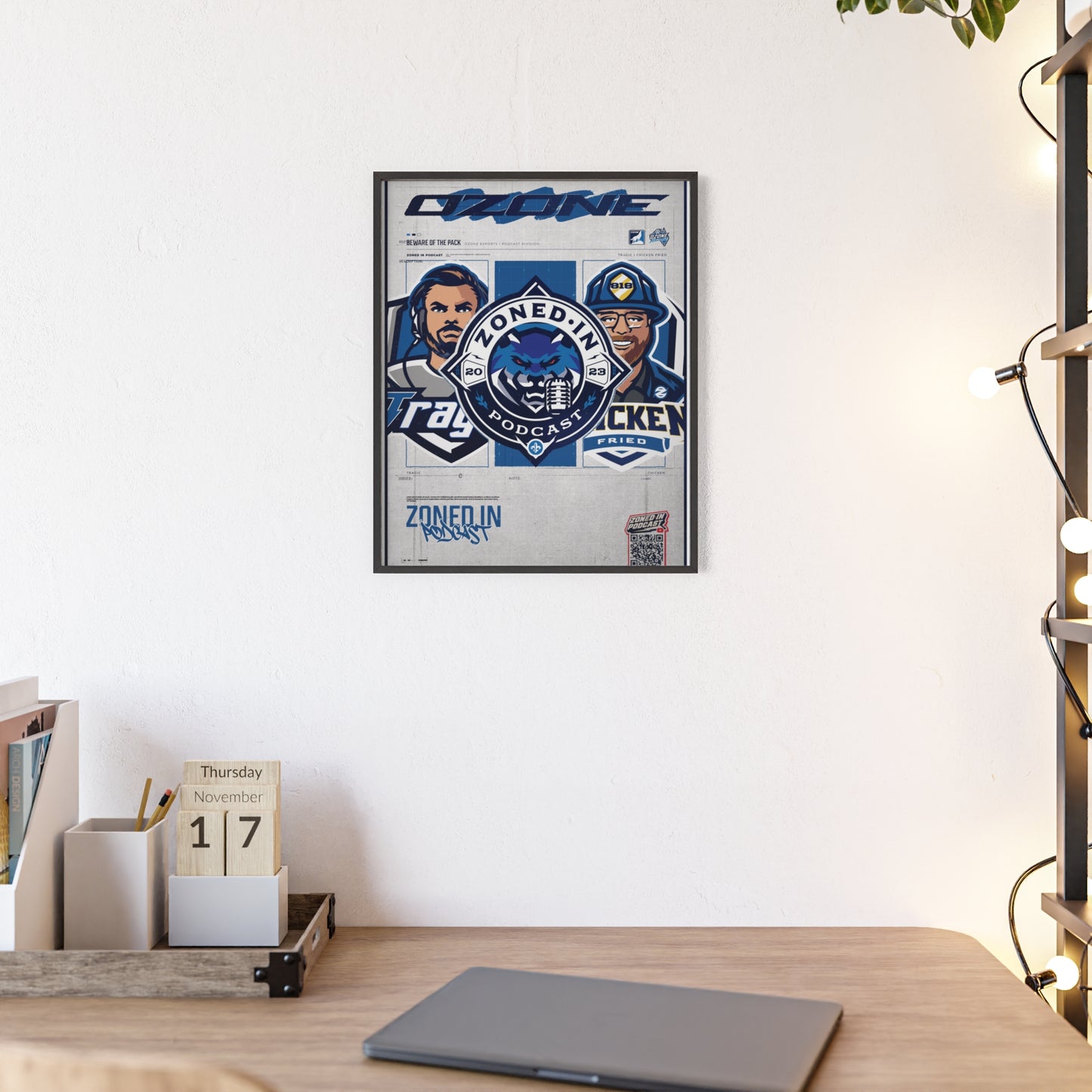 Zoned In Podcast Framed Poster — Sports Podcast Logo Wall Art