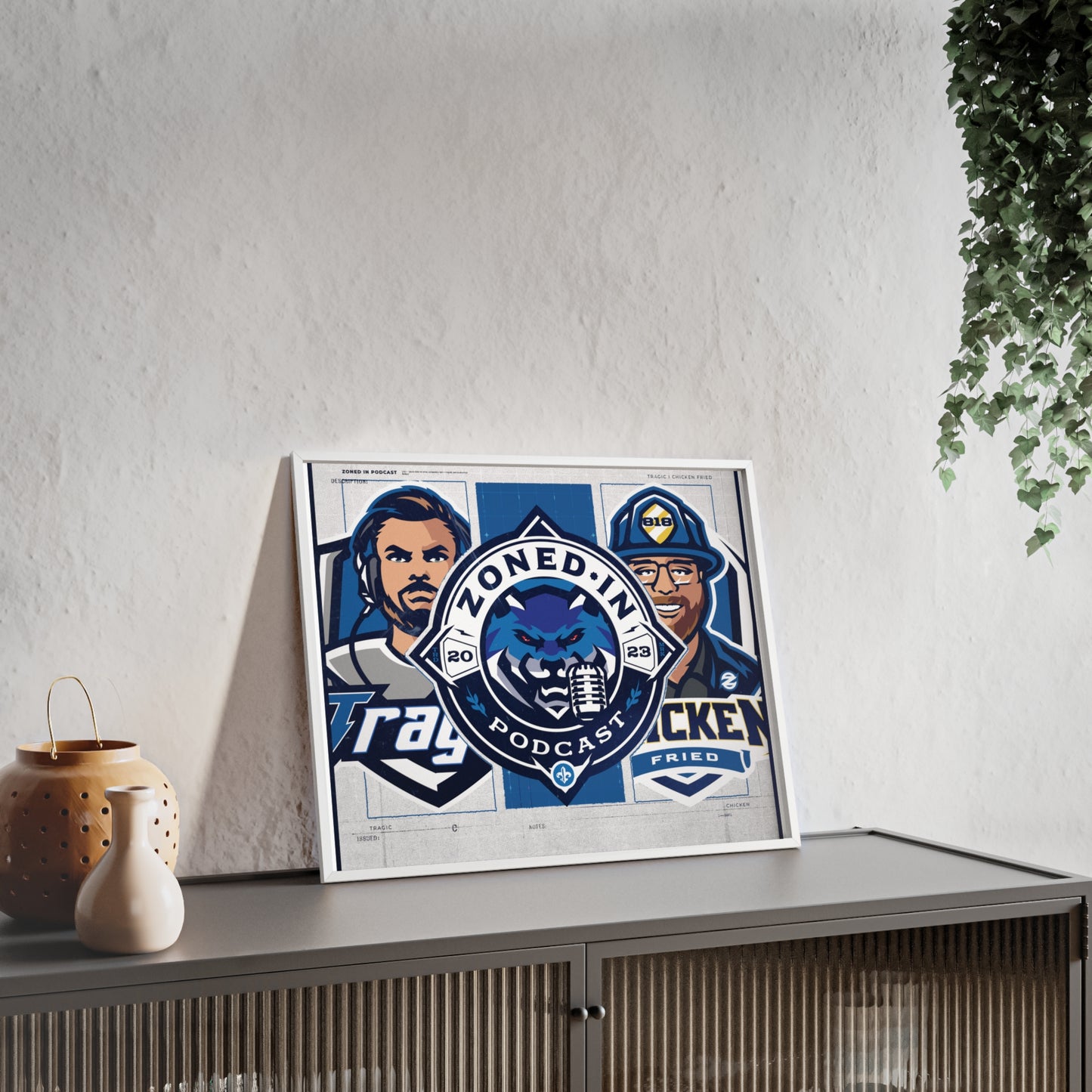 Zoned In Podcast Framed Poster — Sports Podcast Logo Wall Art