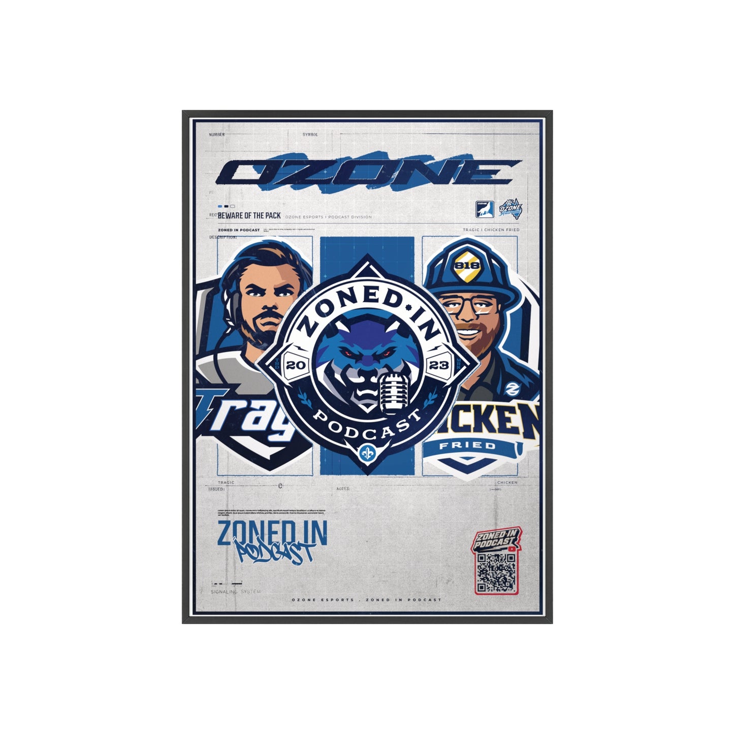 Zoned In Podcast Framed Poster — Sports Podcast Logo Wall Art