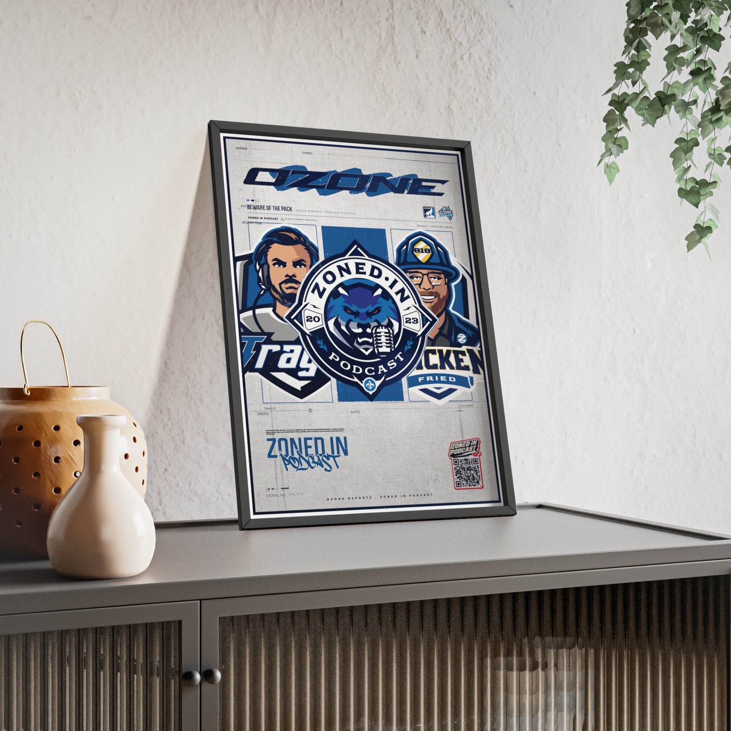 Zoned In Podcast Framed Poster — Sports Podcast Logo Wall Art