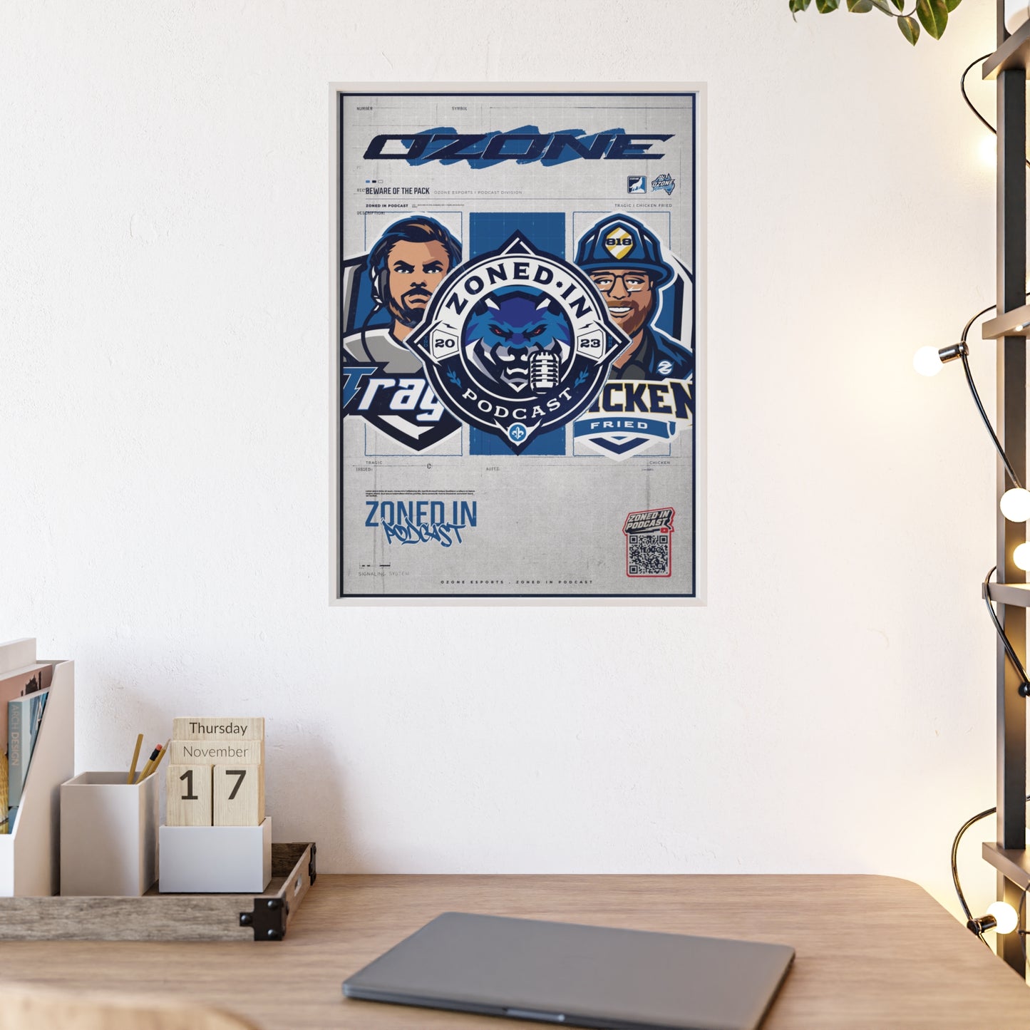 Zoned In Podcast Framed Poster — Sports Podcast Logo Wall Art