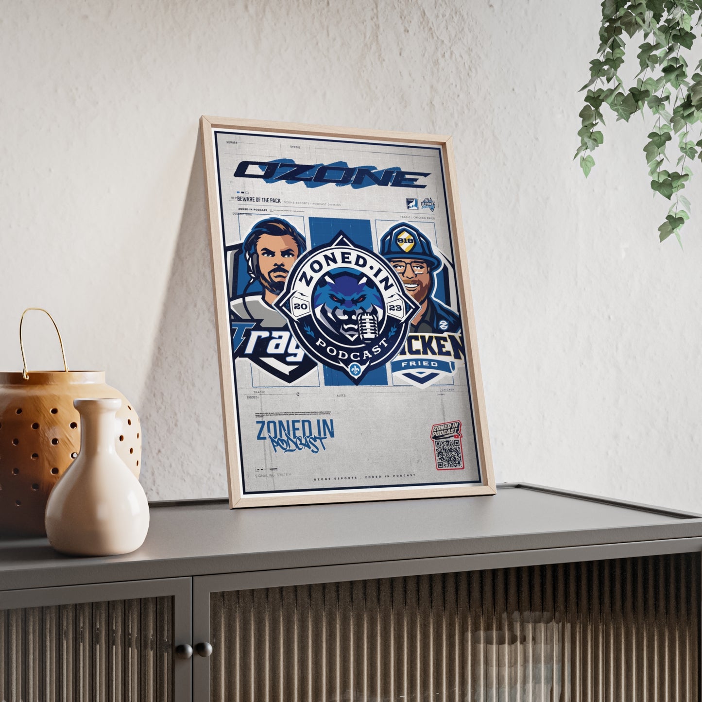 Zoned In Podcast Framed Poster — Sports Podcast Logo Wall Art