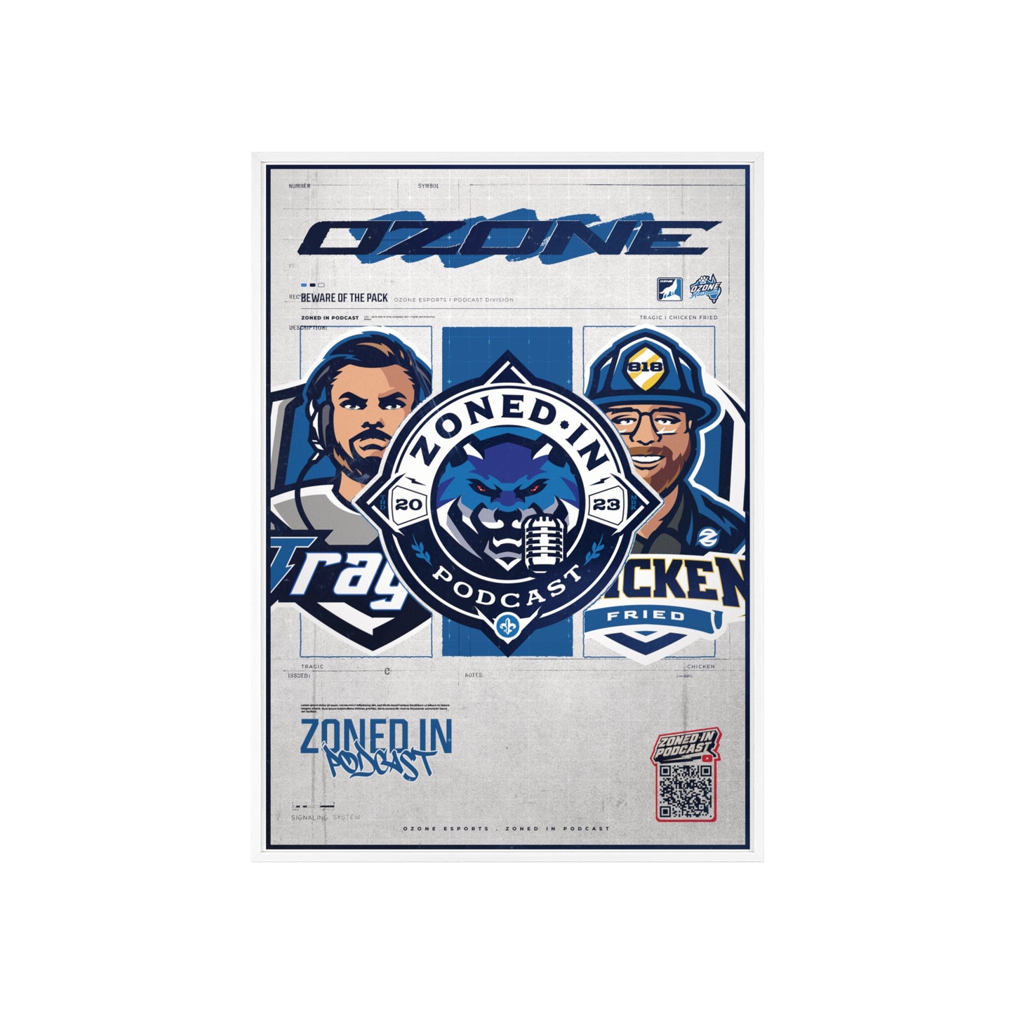 Zoned In Podcast Framed Poster — Sports Podcast Logo Wall Art