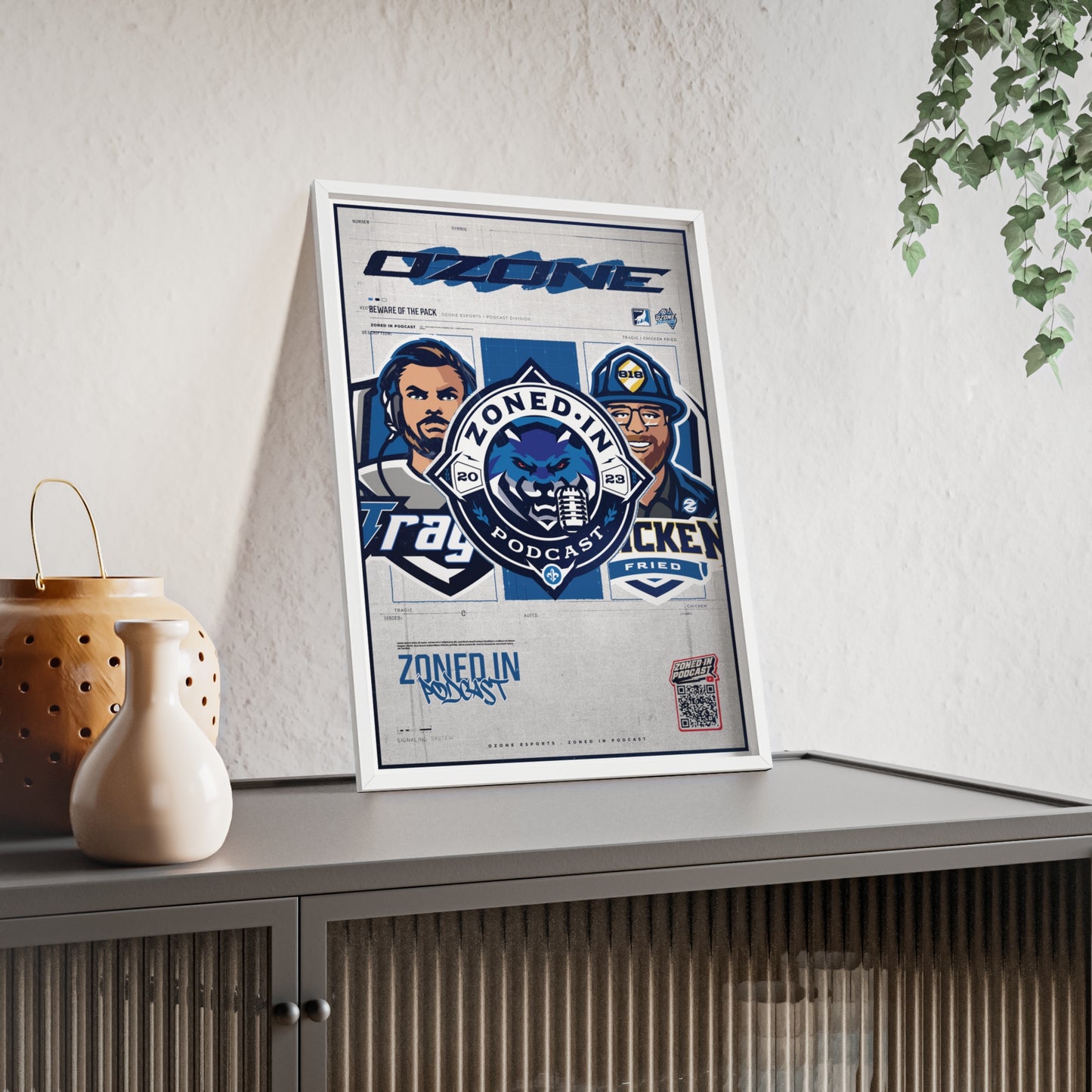 Zoned In Podcast Framed Poster — Sports Podcast Logo Wall Art