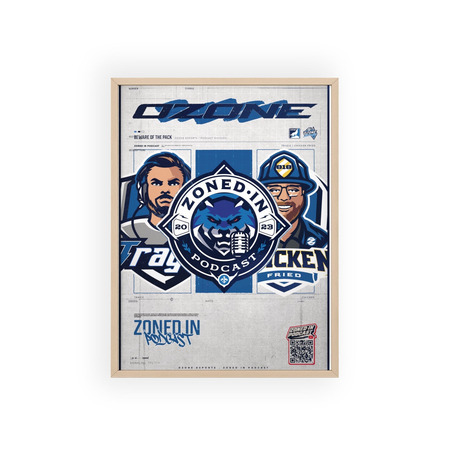 Zoned In Podcast Framed Poster — Sports Podcast Logo Wall Art