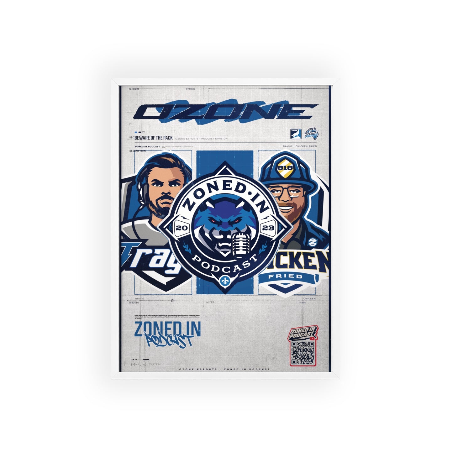 Zoned In Podcast Framed Poster — Sports Podcast Logo Wall Art