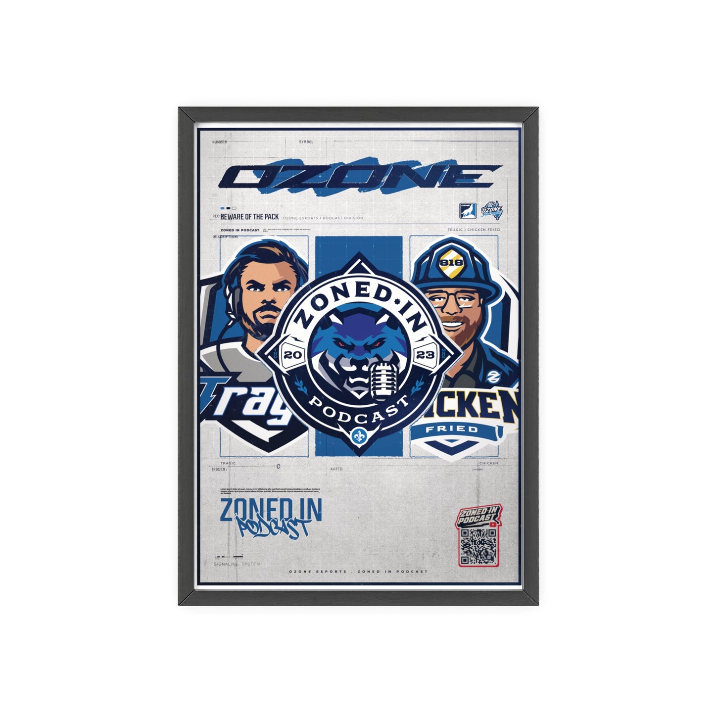 Zoned In Podcast Framed Poster — Sports Podcast Logo Wall Art