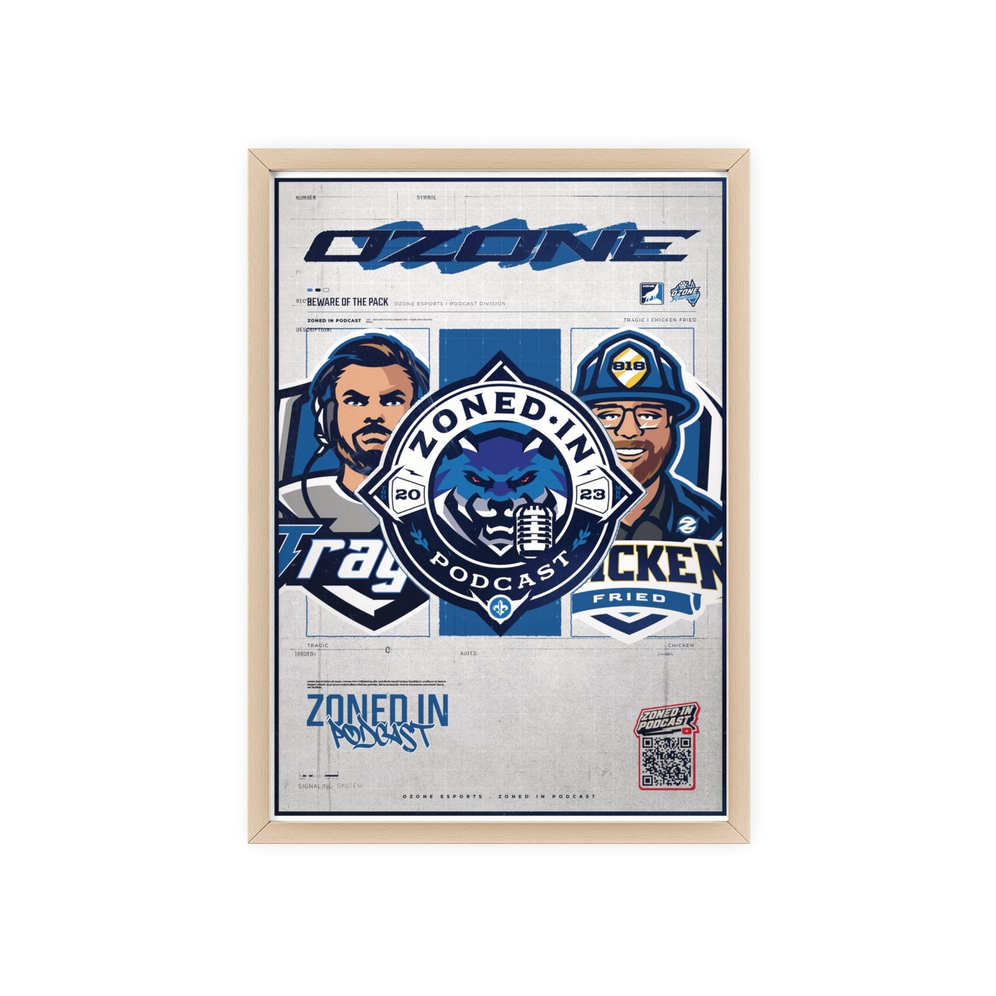 Zoned In Podcast Framed Poster — Sports Podcast Logo Wall Art