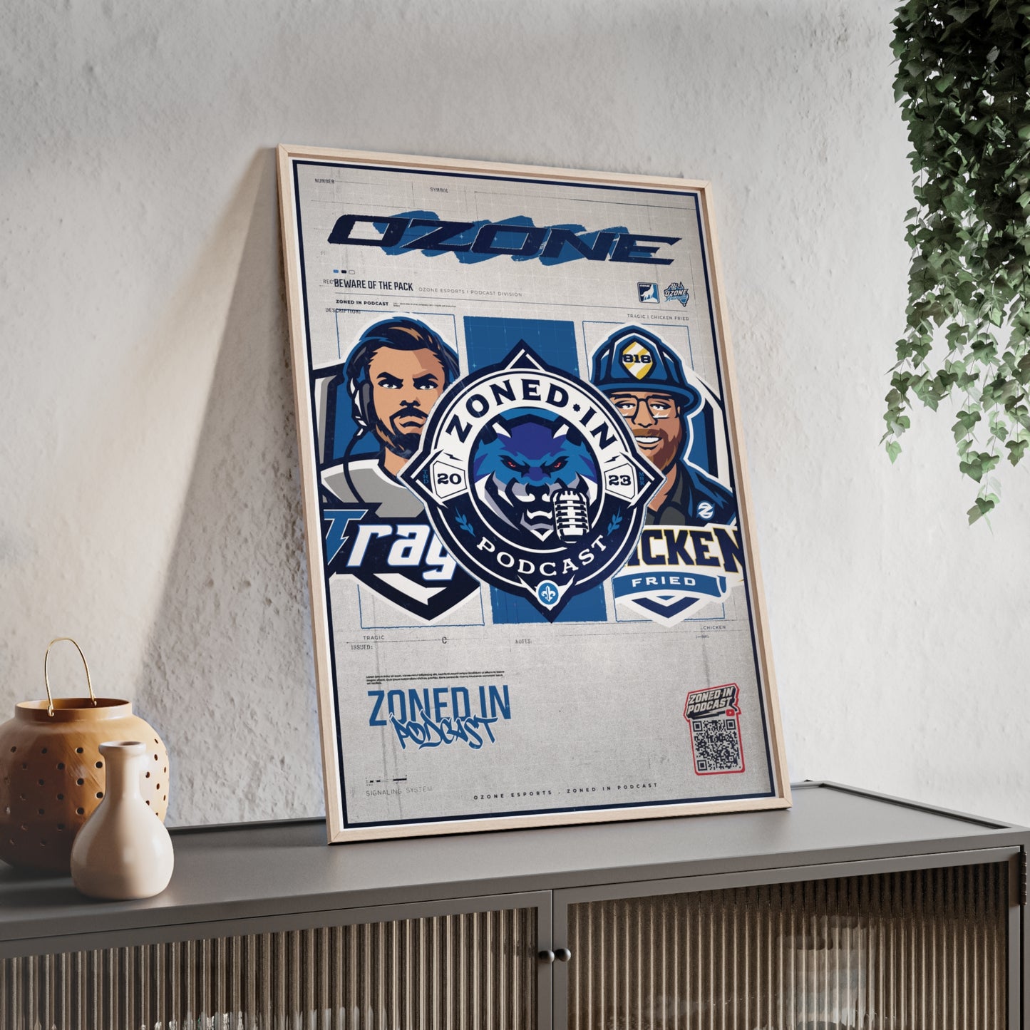 Zoned In Podcast Framed Poster — Sports Podcast Logo Wall Art