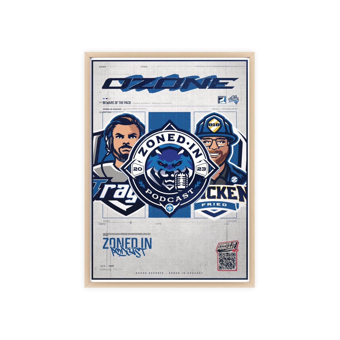 Zoned In Podcast Framed Poster — Sports Podcast Logo Wall Art