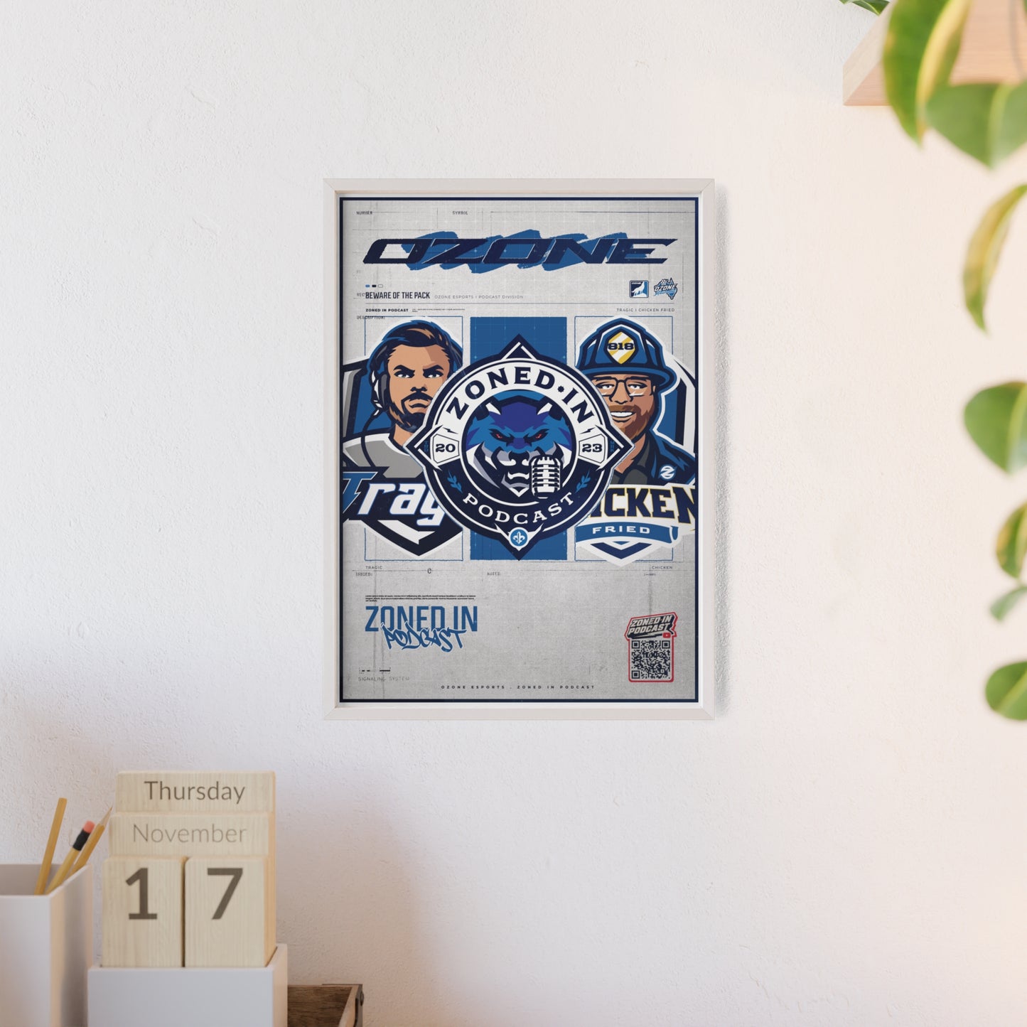 Zoned In Podcast Framed Poster — Sports Podcast Logo Wall Art