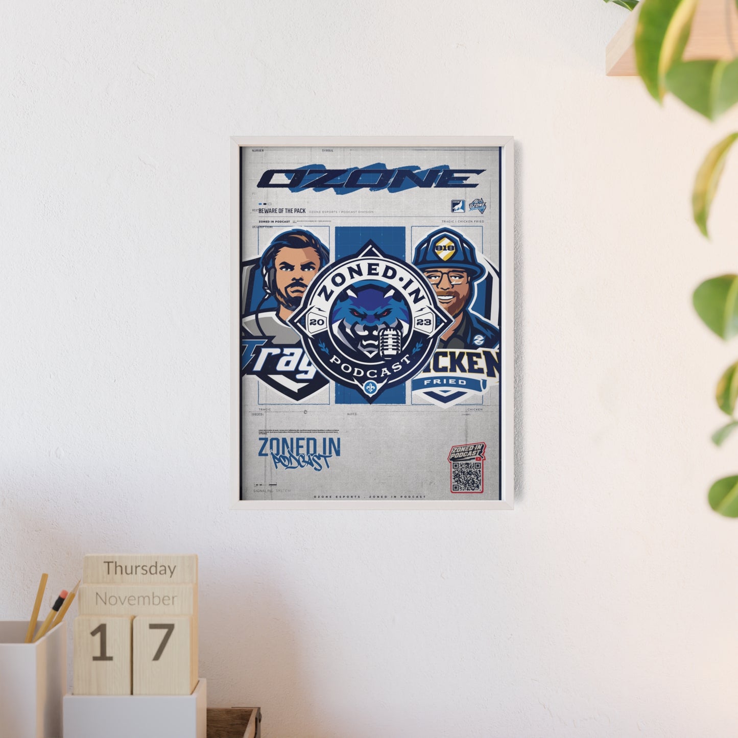 Zoned In Podcast Framed Poster — Sports Podcast Logo Wall Art