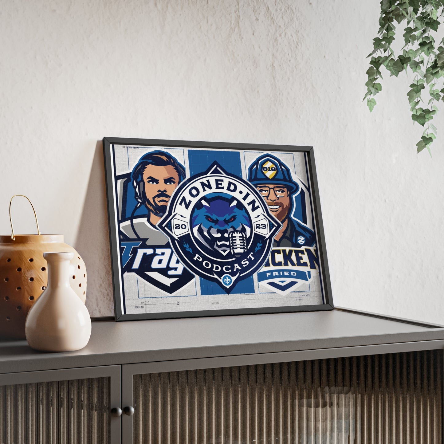 Zoned In Podcast Framed Poster — Sports Podcast Logo Wall Art
