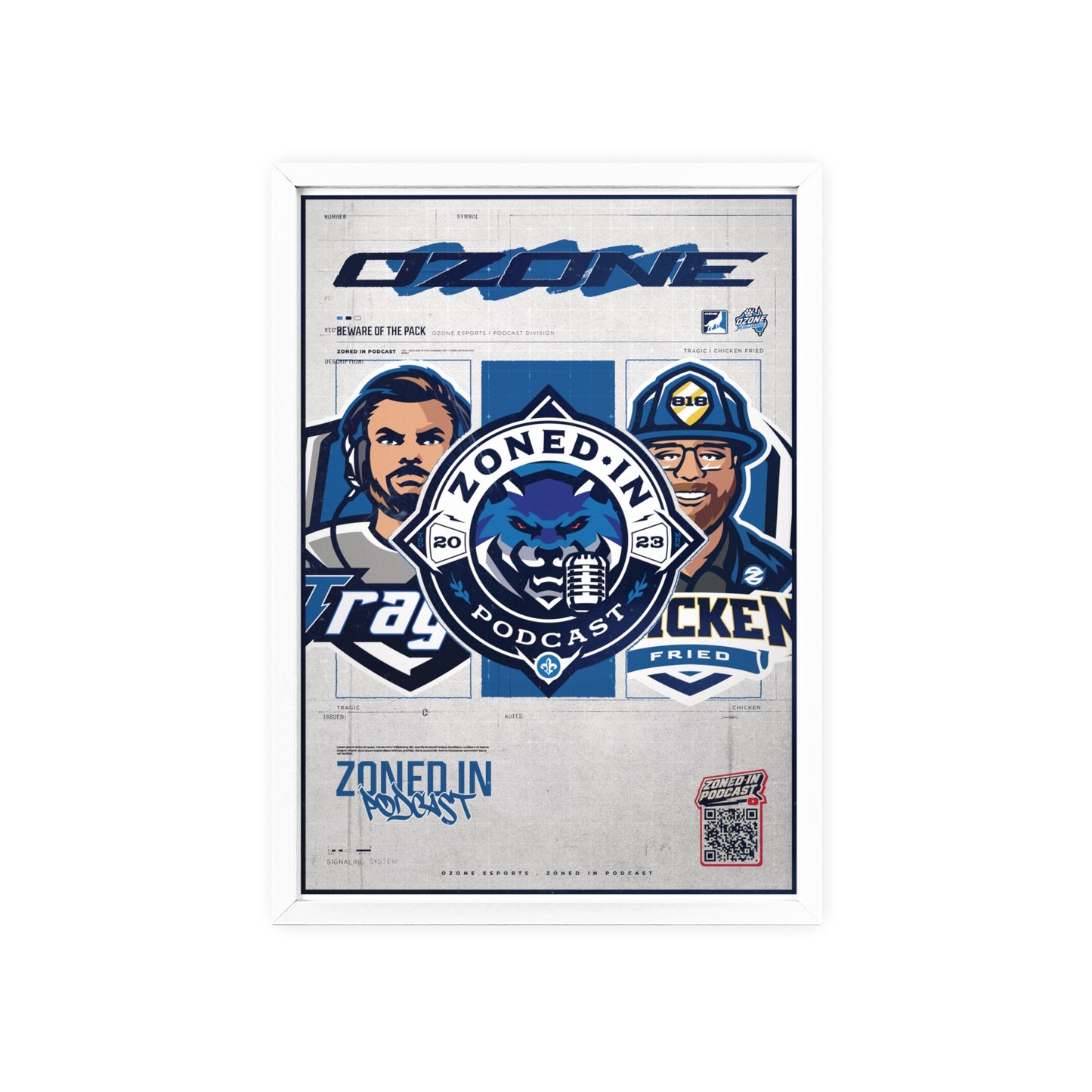 Zoned In Podcast Framed Poster — Sports Podcast Logo Wall Art