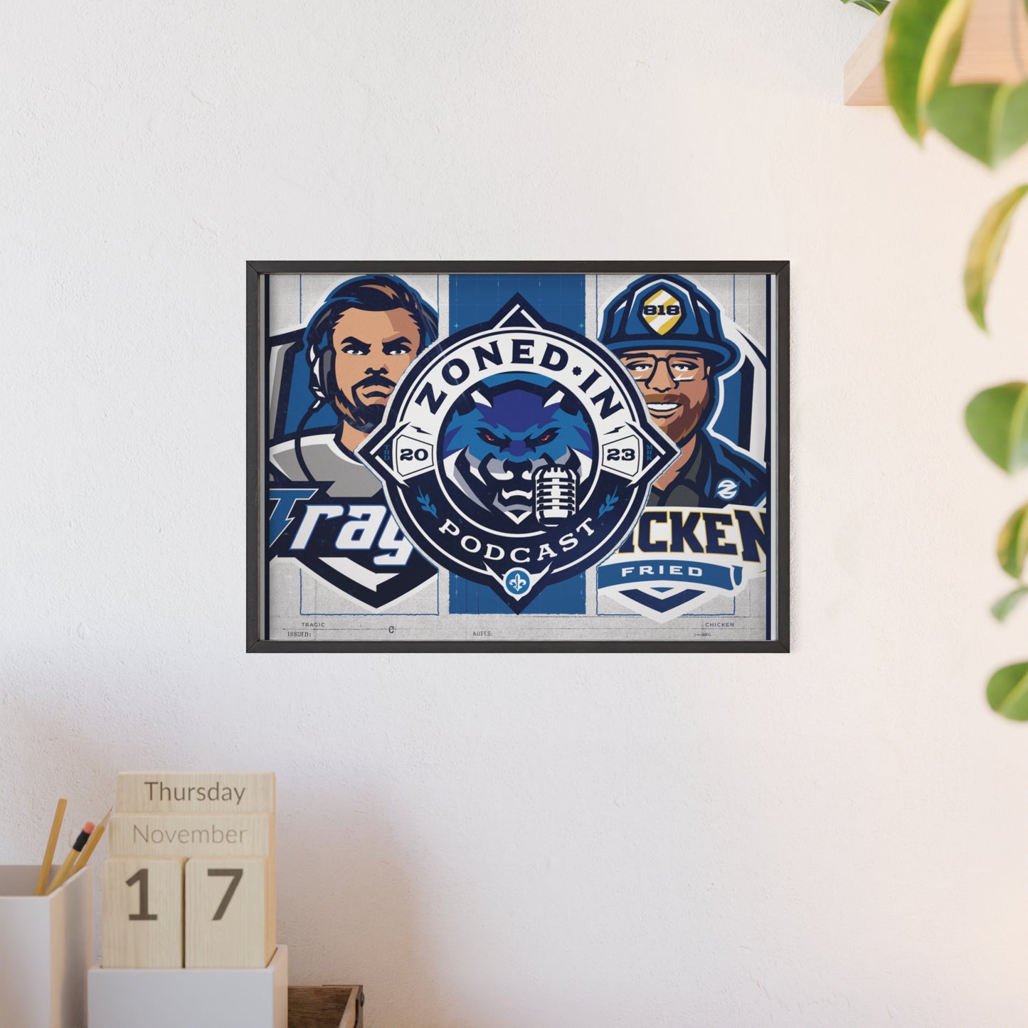 Zoned In Podcast Framed Poster — Sports Podcast Logo Wall Art