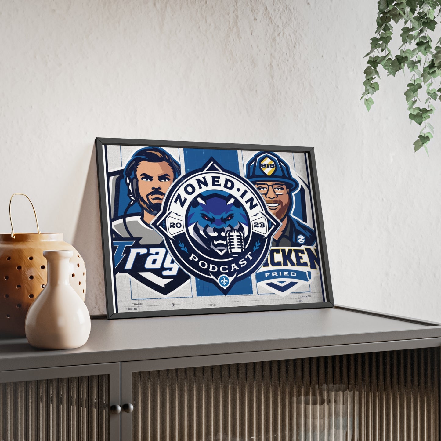 Zoned In Podcast Framed Poster — Sports Podcast Logo Wall Art