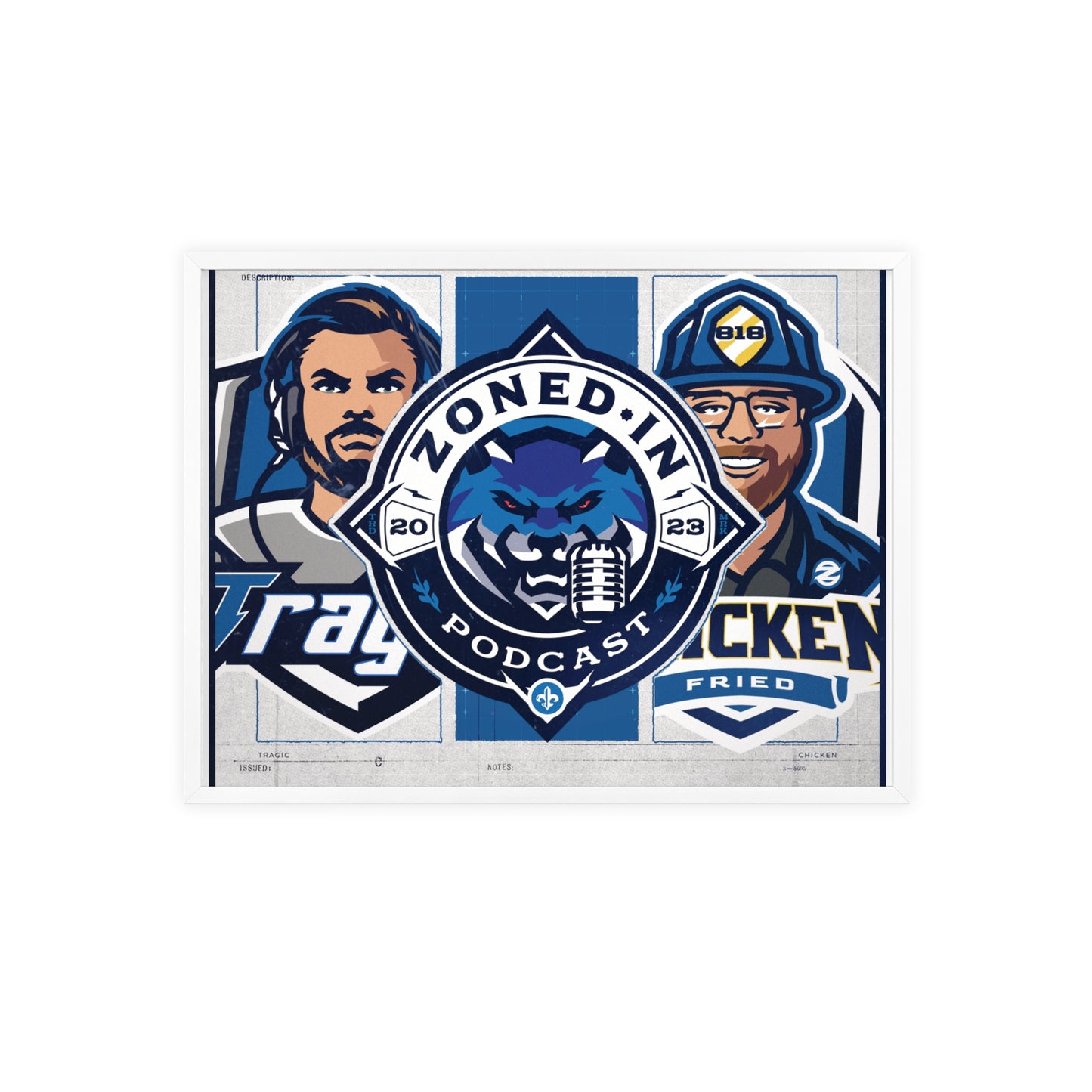 Zoned In Podcast Framed Poster — Sports Podcast Logo Wall Art