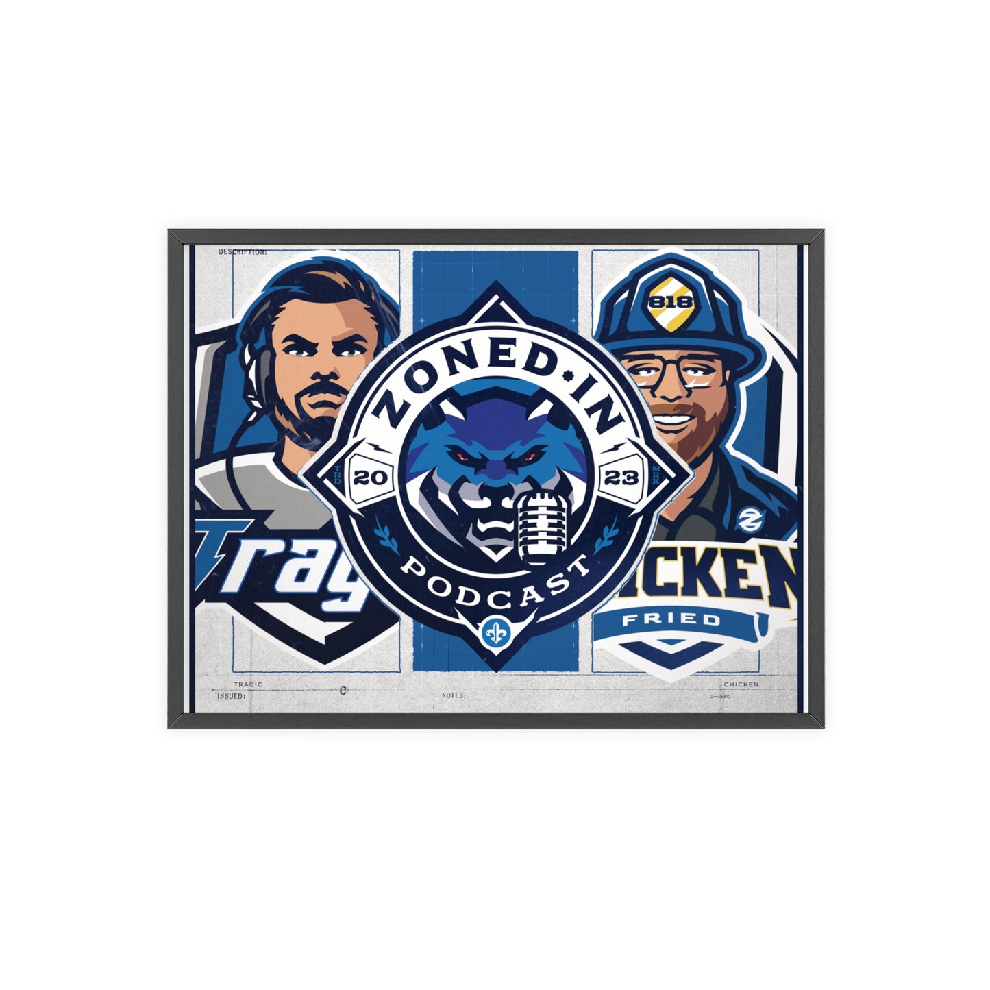 Zoned In Podcast Framed Poster — Sports Podcast Logo Wall Art