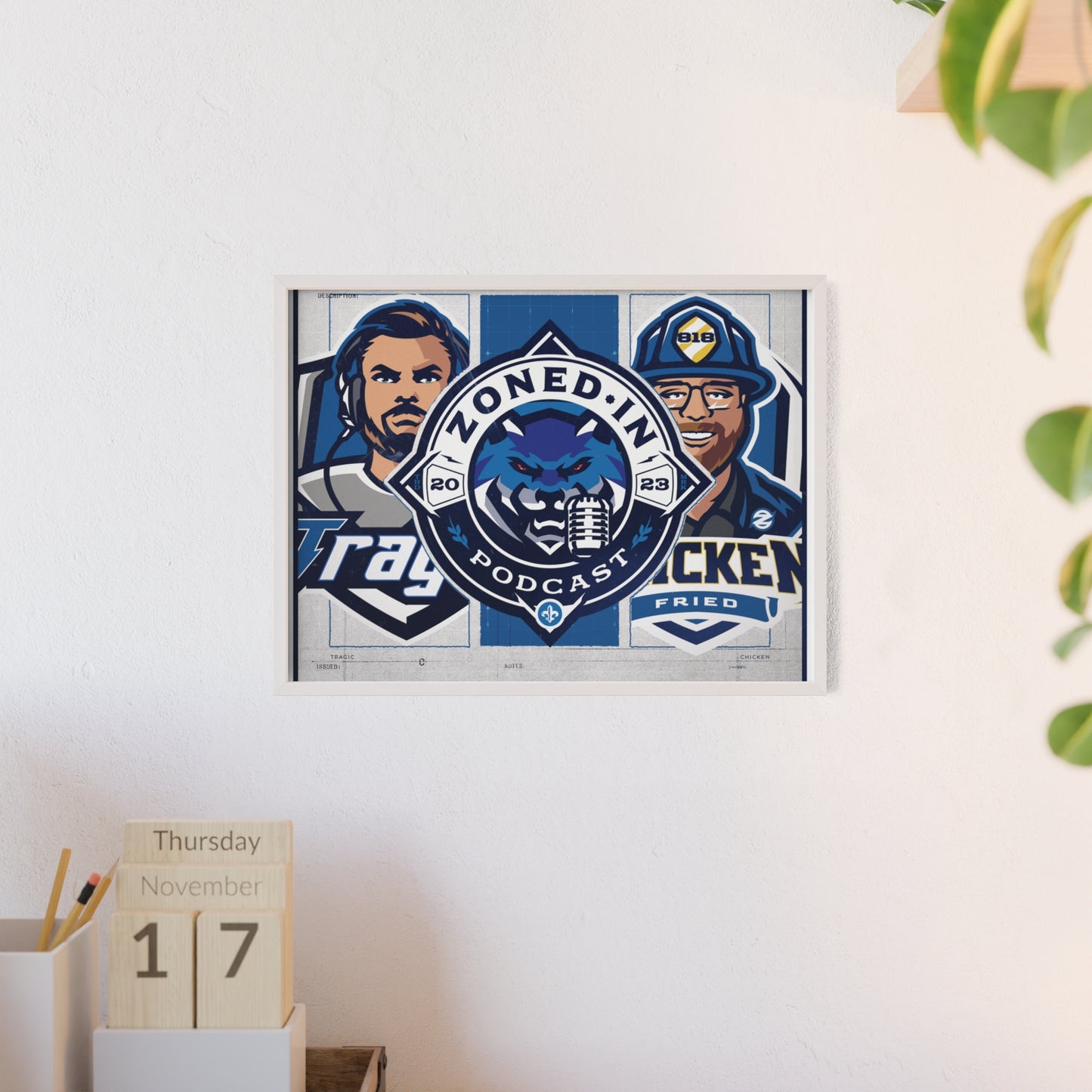 Zoned In Podcast Framed Poster — Sports Podcast Logo Wall Art
