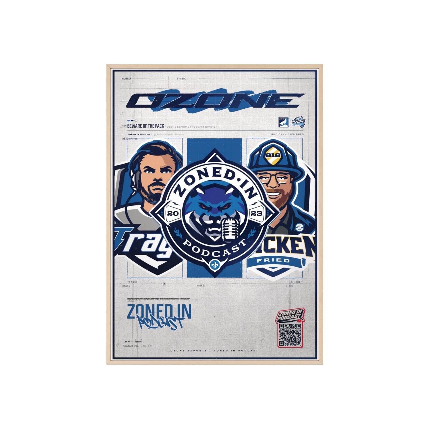 Zoned In Podcast Framed Poster — Sports Podcast Logo Wall Art