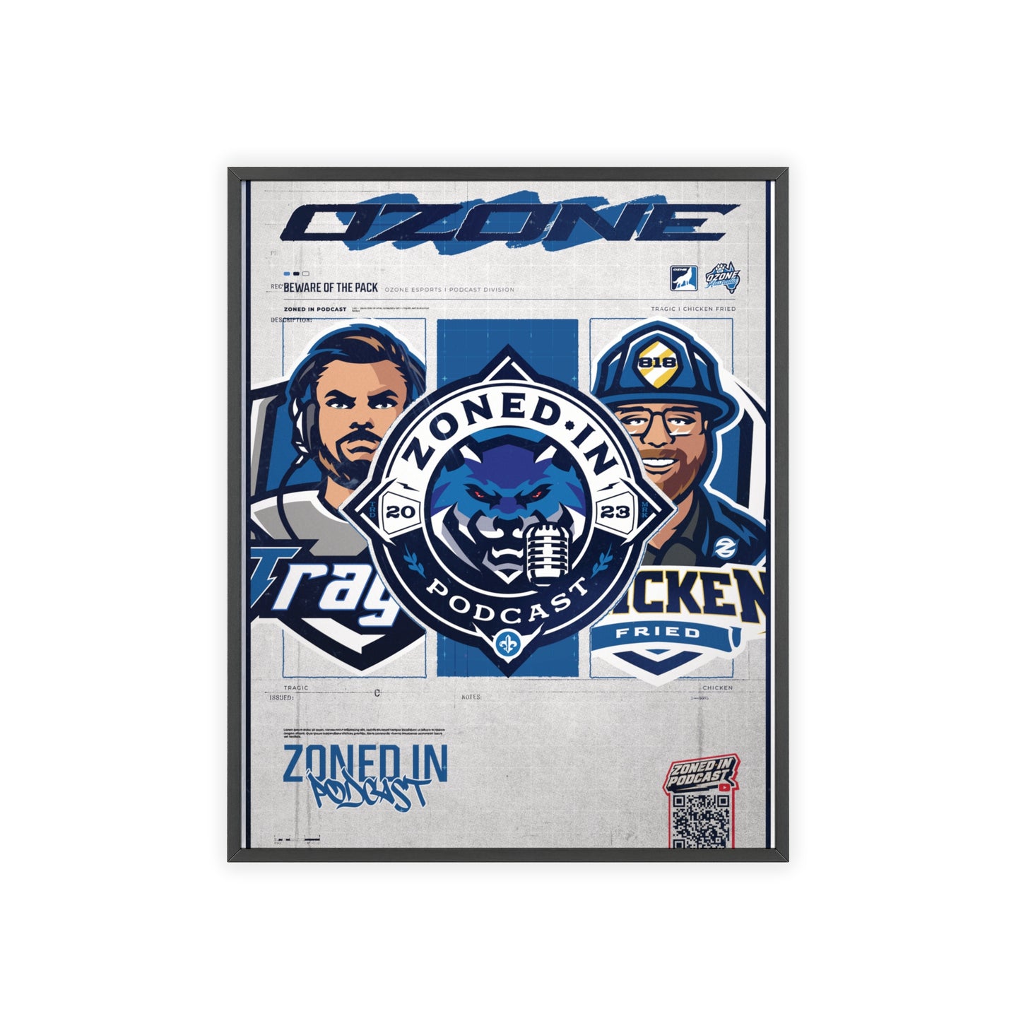 Zoned In Podcast Framed Poster — Sports Podcast Logo Wall Art