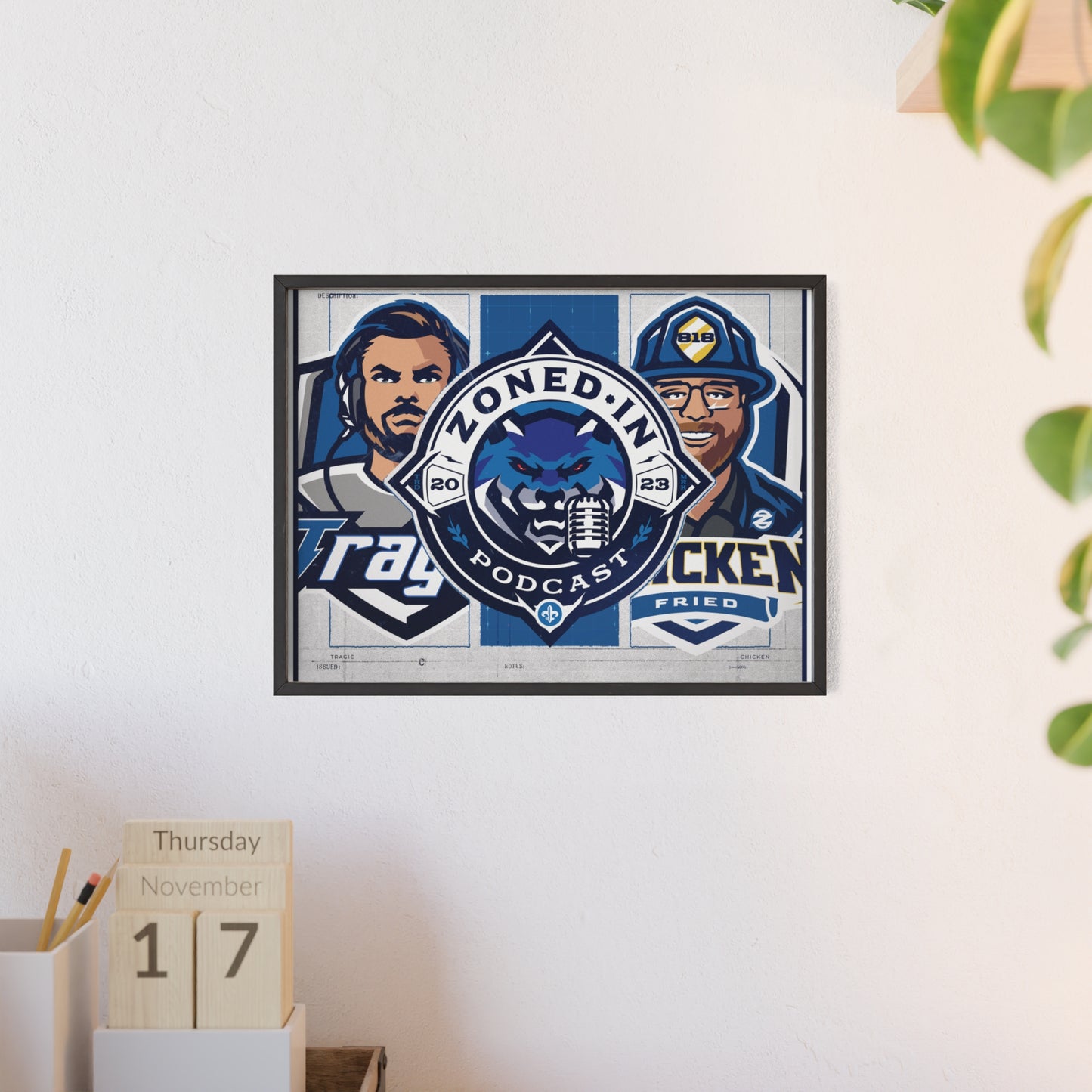 Zoned In Podcast Framed Poster — Sports Podcast Logo Wall Art