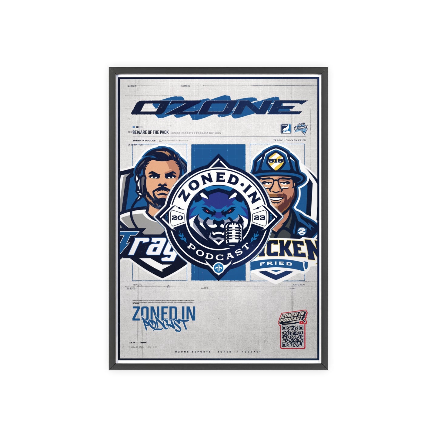 Zoned In Podcast Framed Poster — Sports Podcast Logo Wall Art