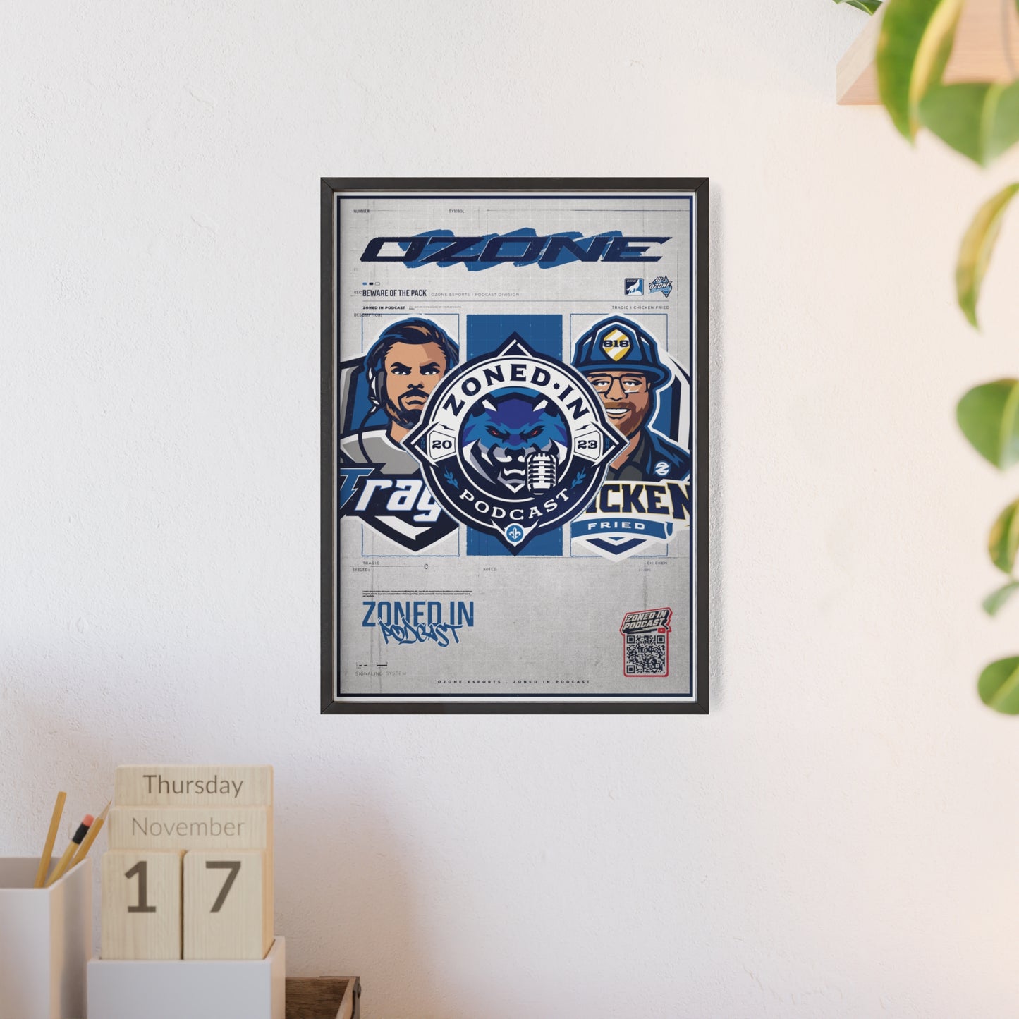 Zoned In Podcast Framed Poster — Sports Podcast Logo Wall Art