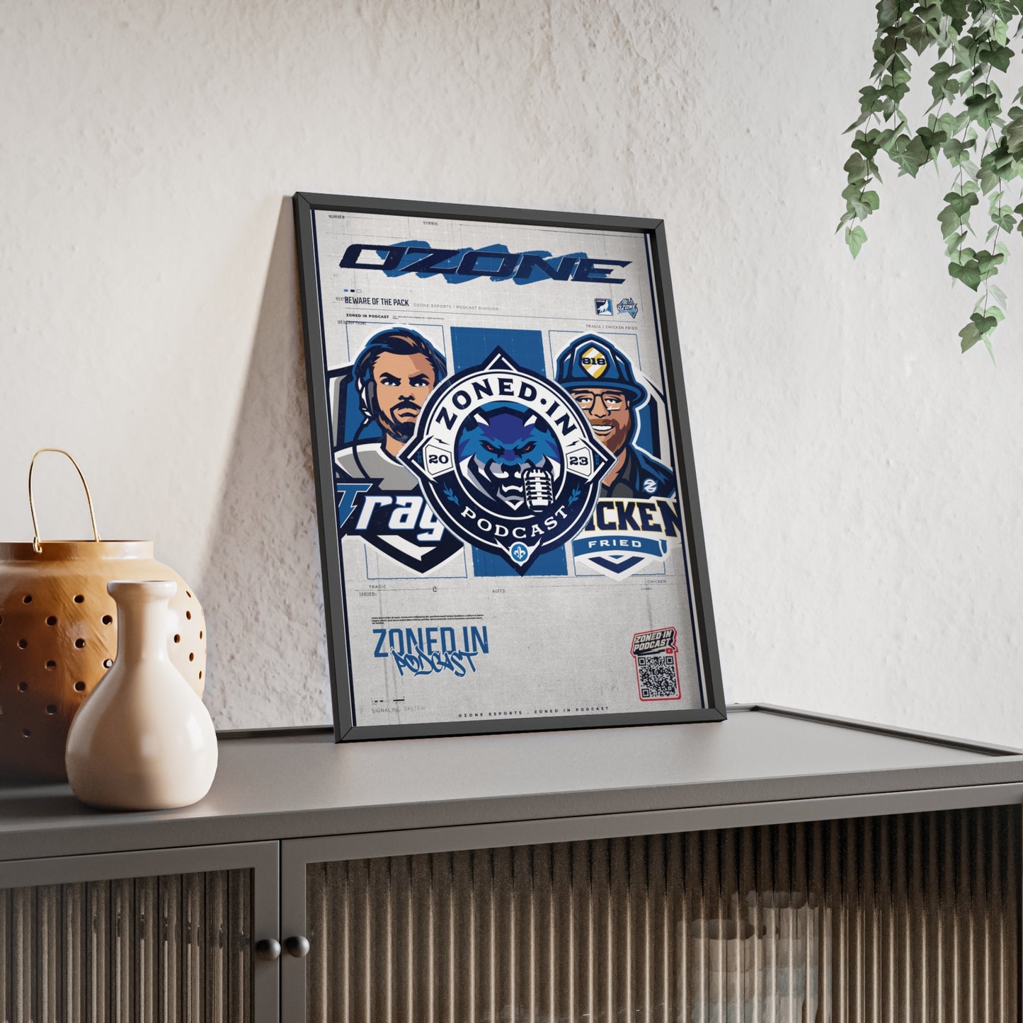 Zoned In Podcast Framed Poster — Sports Podcast Logo Wall Art