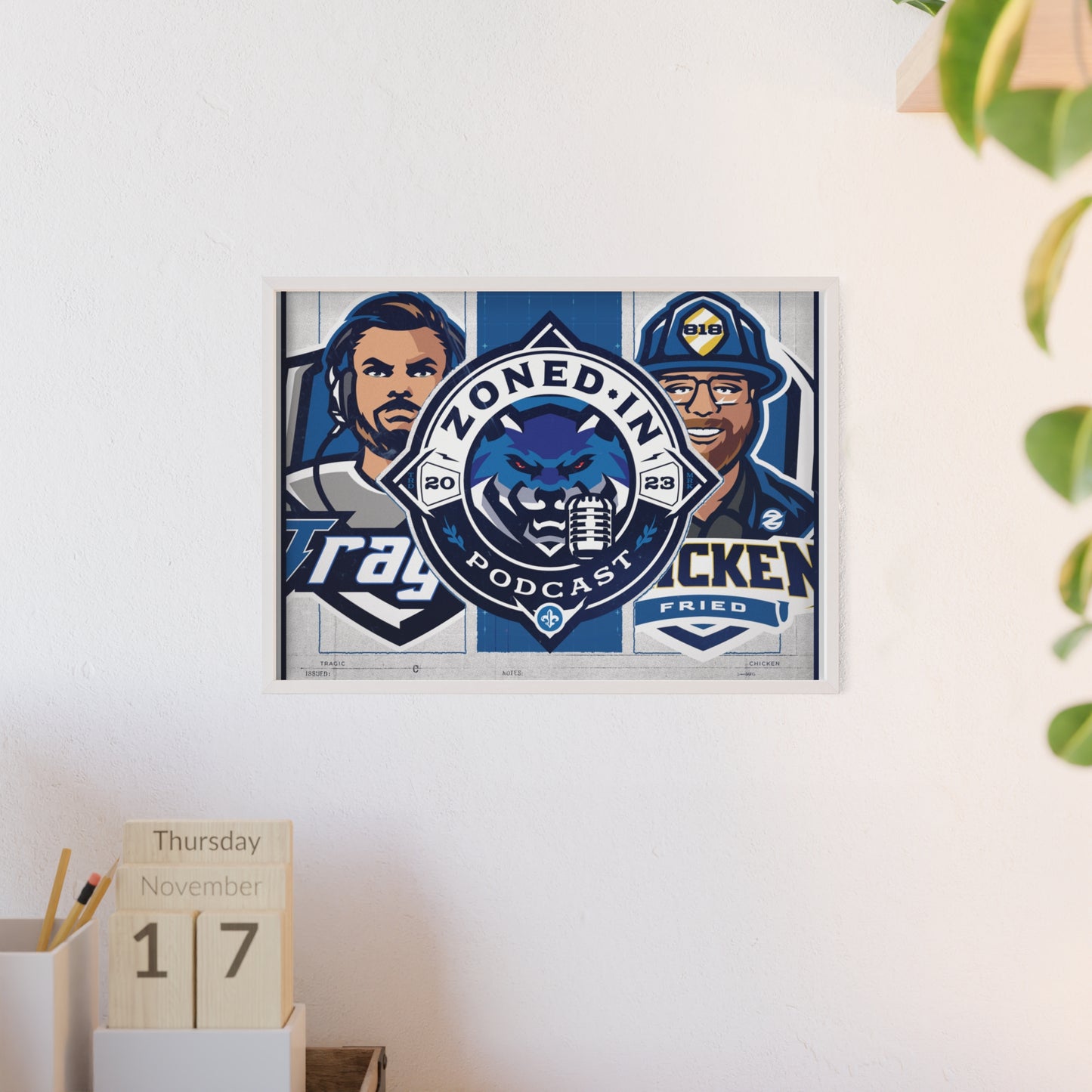 Zoned In Podcast Framed Poster — Sports Podcast Logo Wall Art