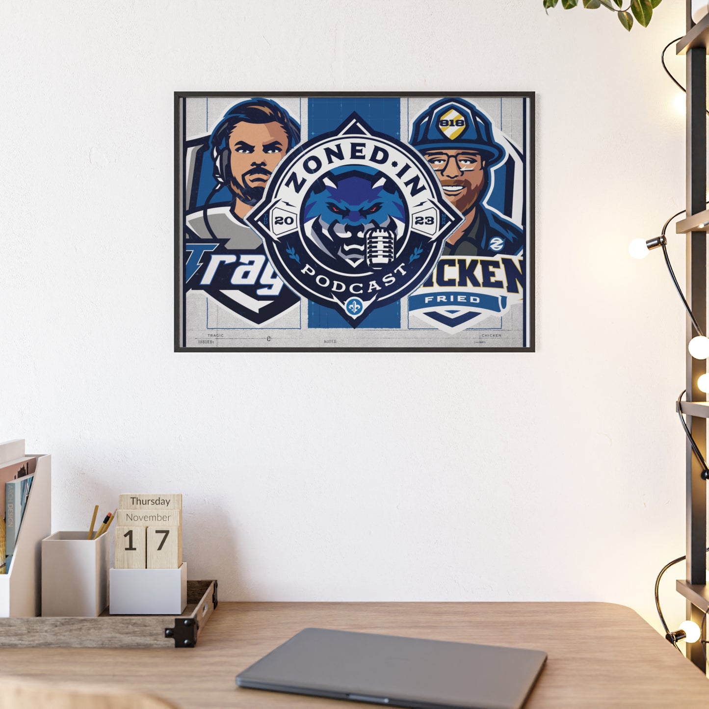 Zoned In Podcast Framed Poster — Sports Podcast Logo Wall Art
