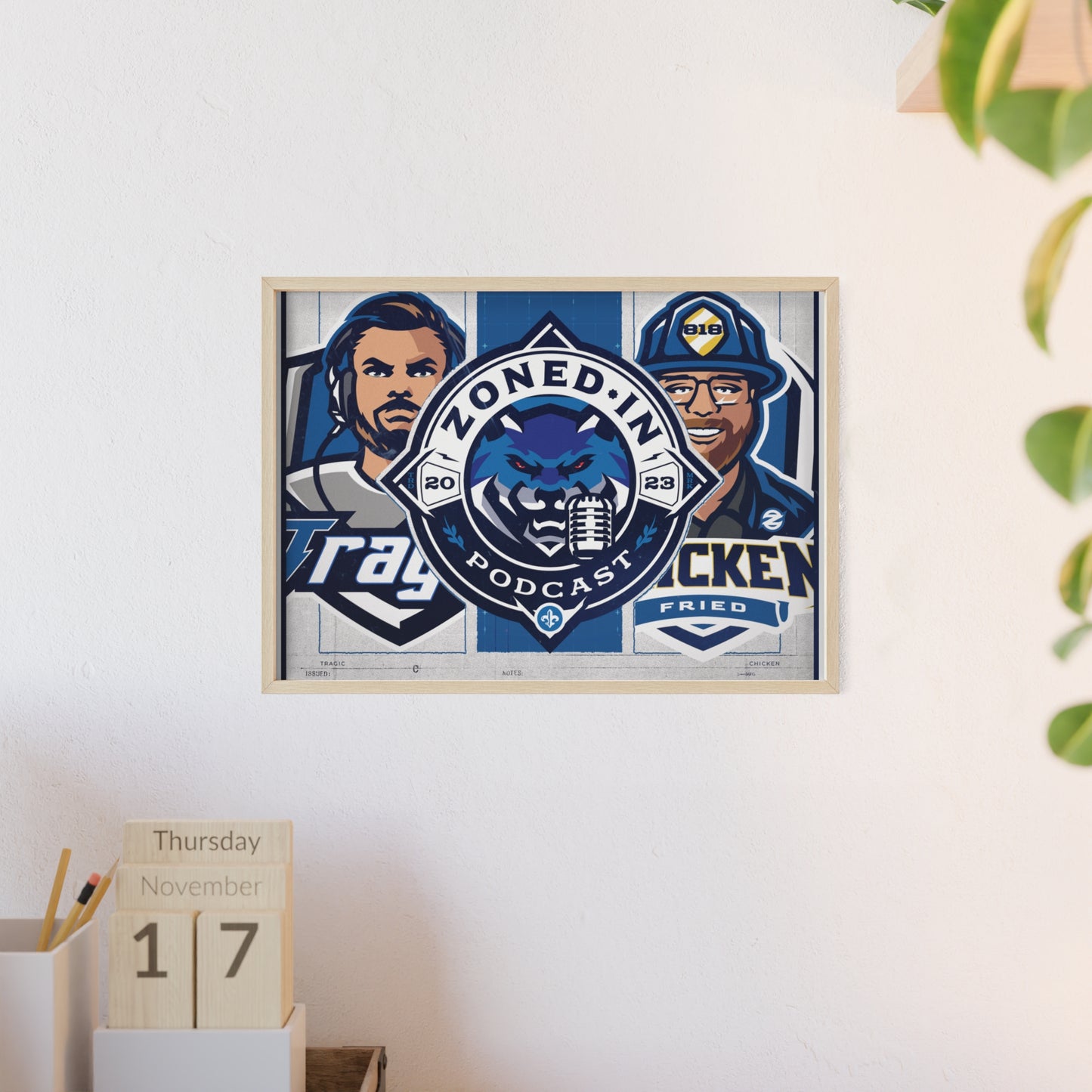 Zoned In Podcast Framed Poster — Sports Podcast Logo Wall Art