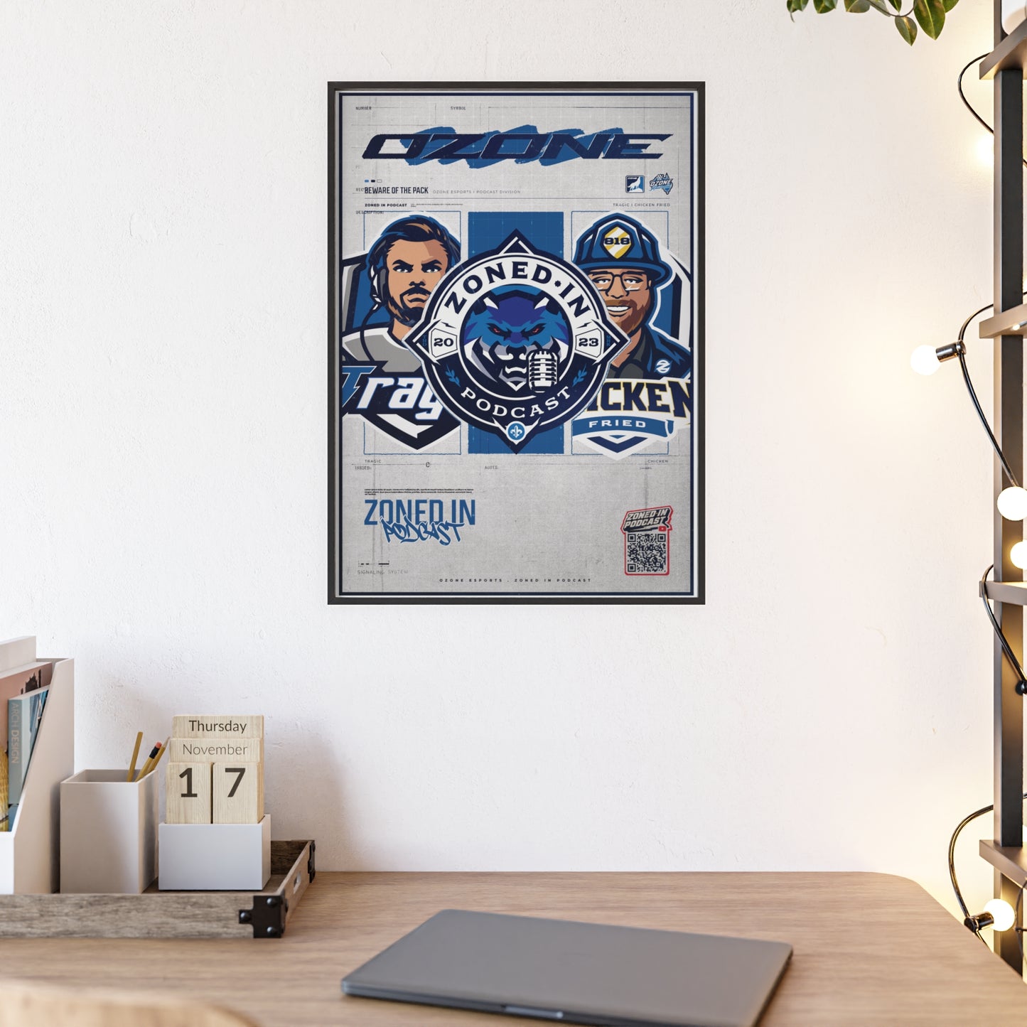 Zoned In Podcast Framed Poster — Sports Podcast Logo Wall Art
