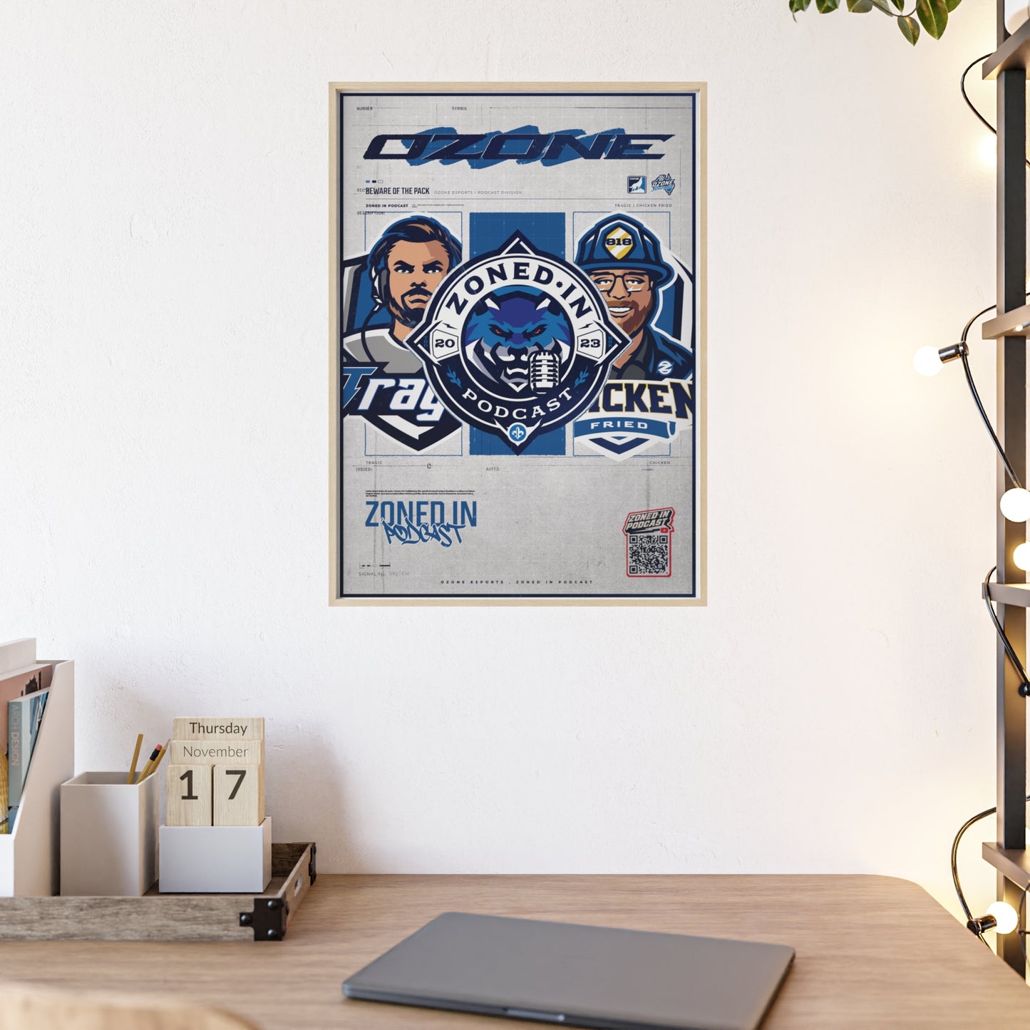 Zoned In Podcast Framed Poster — Sports Podcast Logo Wall Art