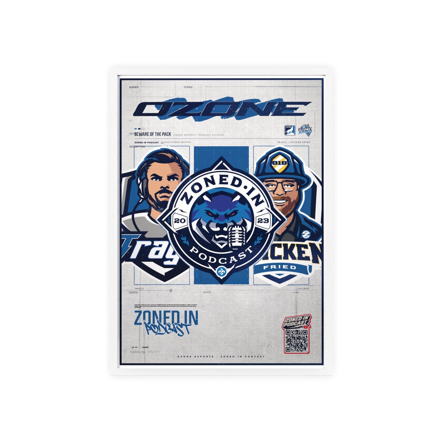 Zoned In Podcast Framed Poster — Sports Podcast Logo Wall Art