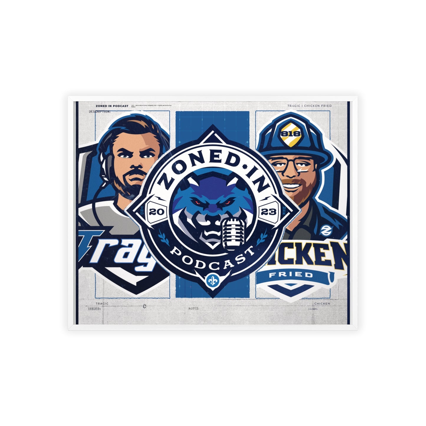 Zoned In Podcast Framed Poster — Sports Podcast Logo Wall Art