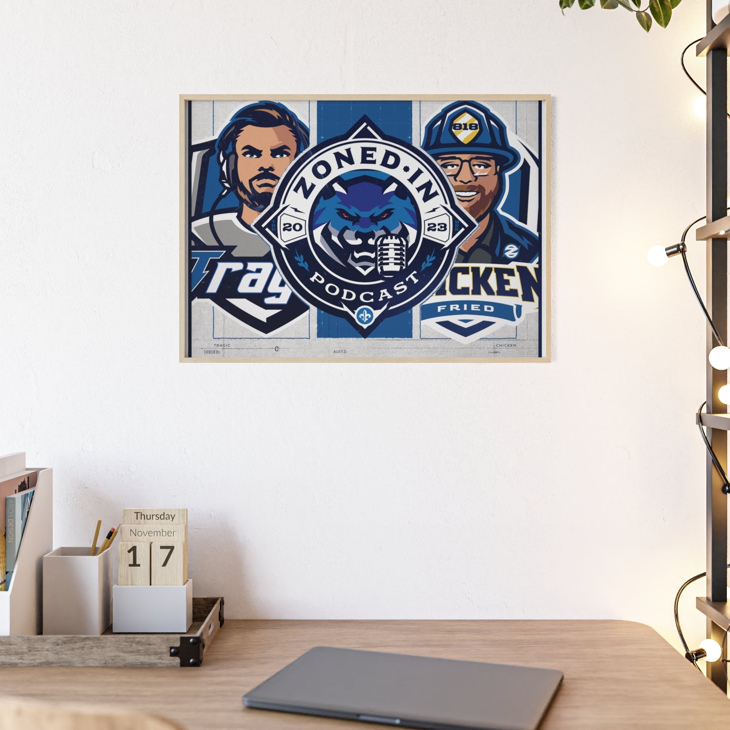 Zoned In Podcast Framed Poster — Sports Podcast Logo Wall Art