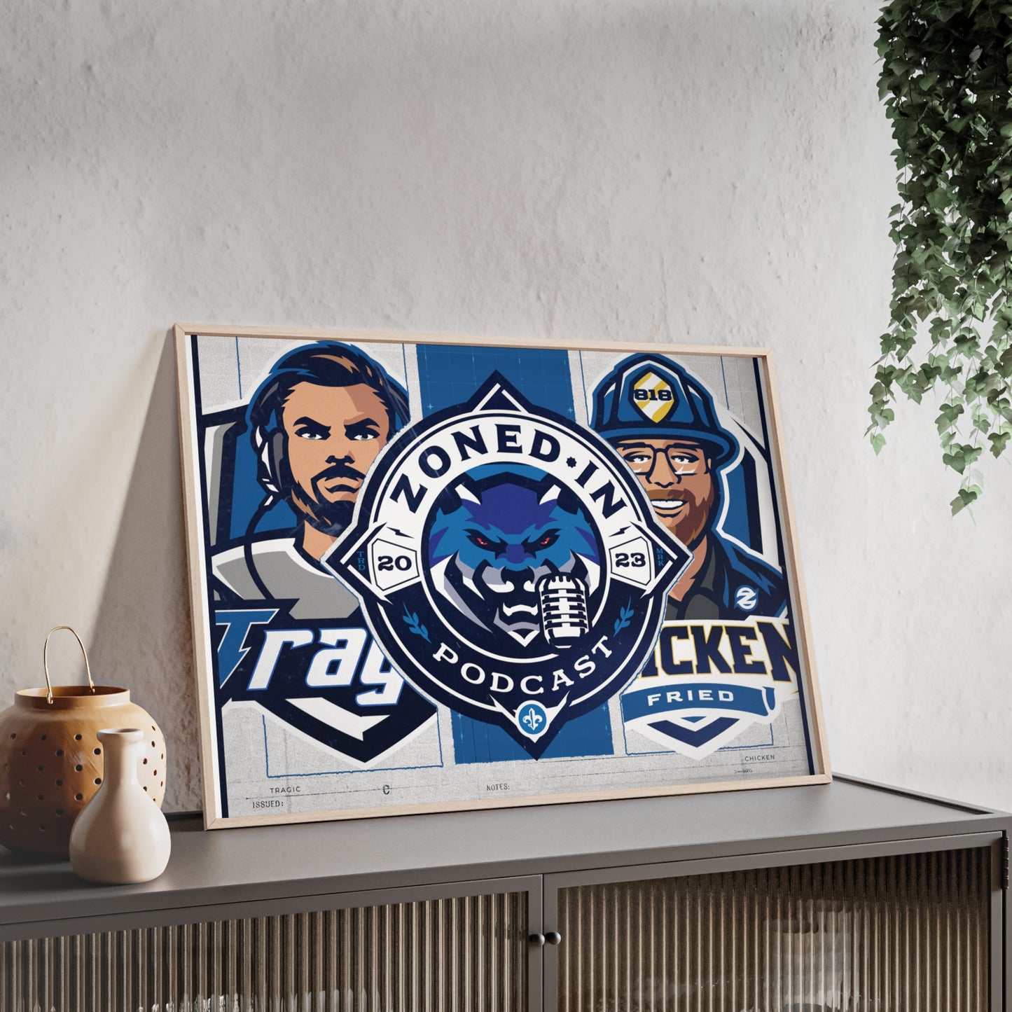 Zoned In Podcast Framed Poster — Sports Podcast Logo Wall Art