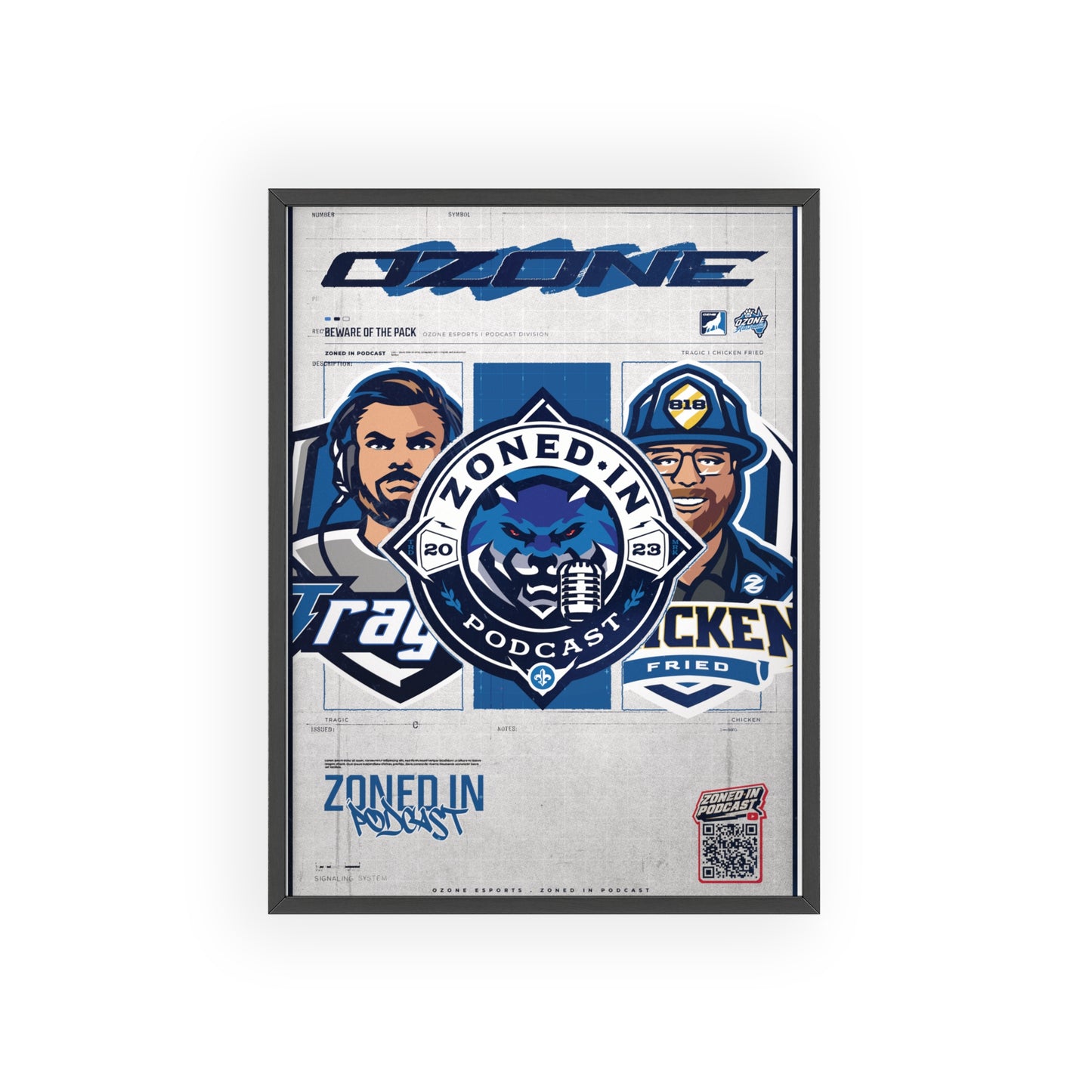 Zoned In Podcast Framed Poster — Sports Podcast Logo Wall Art