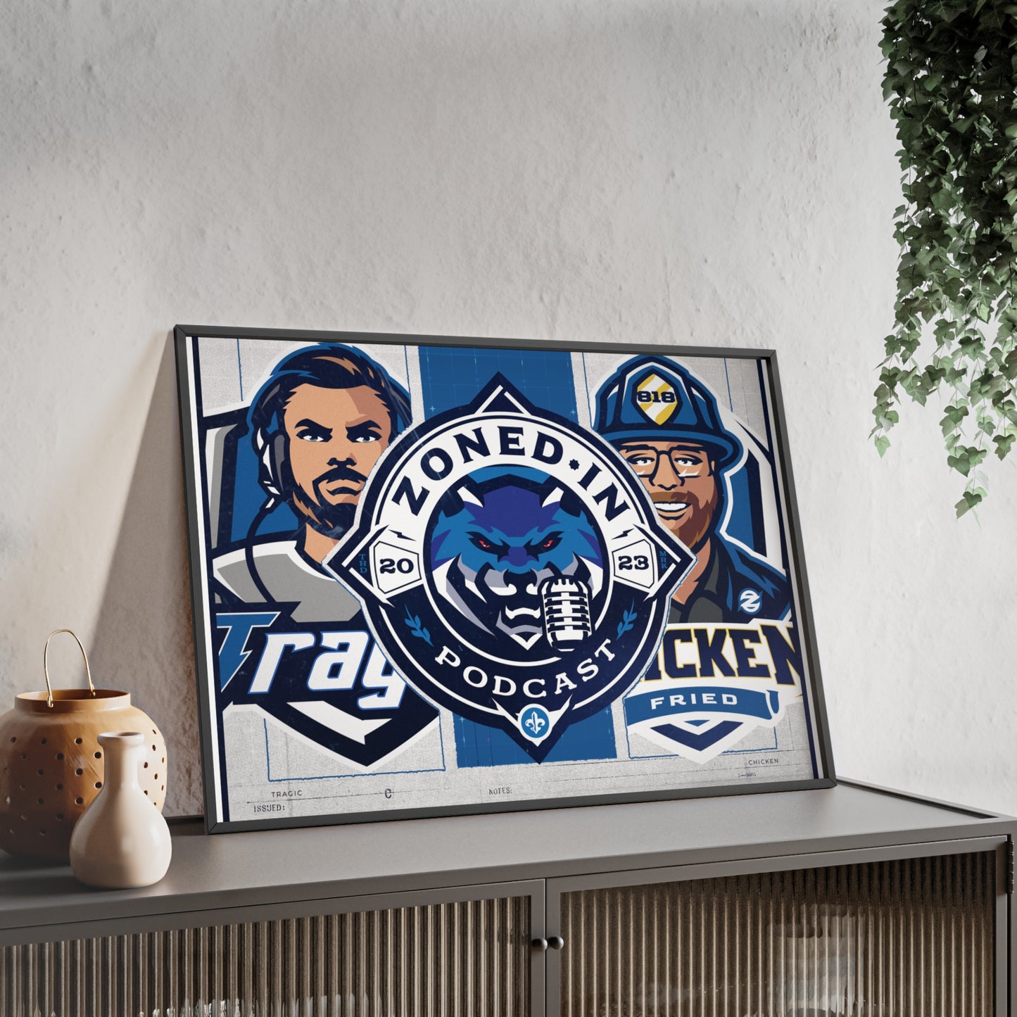 Zoned In Podcast Framed Poster — Sports Podcast Logo Wall Art